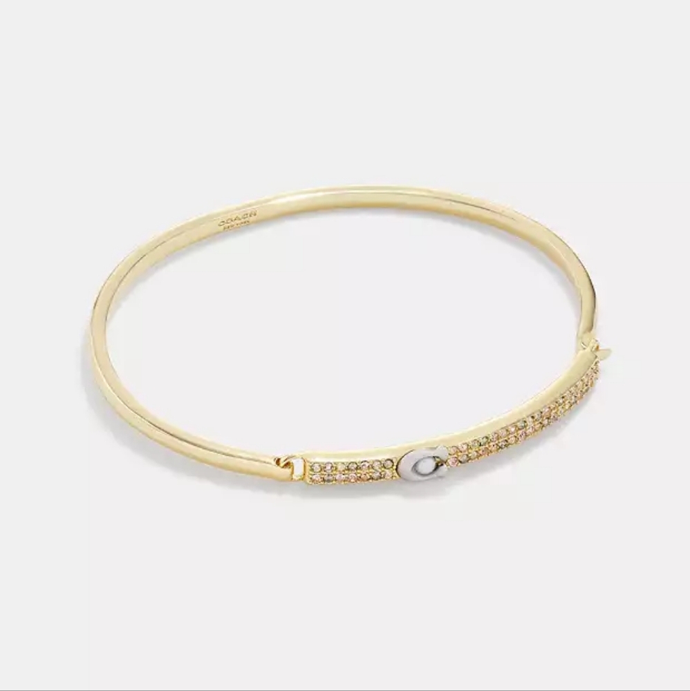 Coach Signature Pavé Bar Thin Bangle NWT